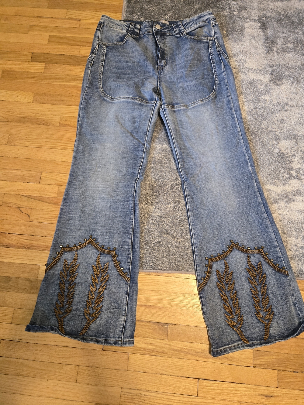 Women’s Embellished Light Blue Flare Jeans